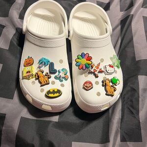White Clogs with Colorful Charms
